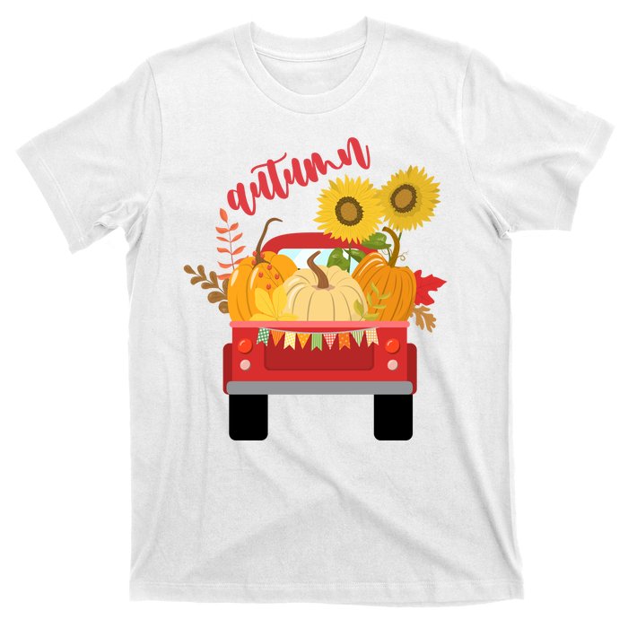 Autumn Sunflower Pumpkin Vintage Truck T-Shirt