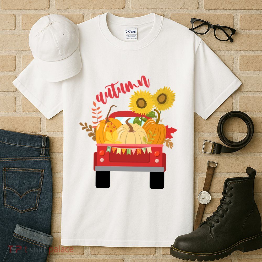 Autumn Sunflower Pumpkin Vintage Truck Tall T-Shirt