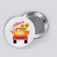 Autumn Sunflower Pumpkin Vintage Truck Button