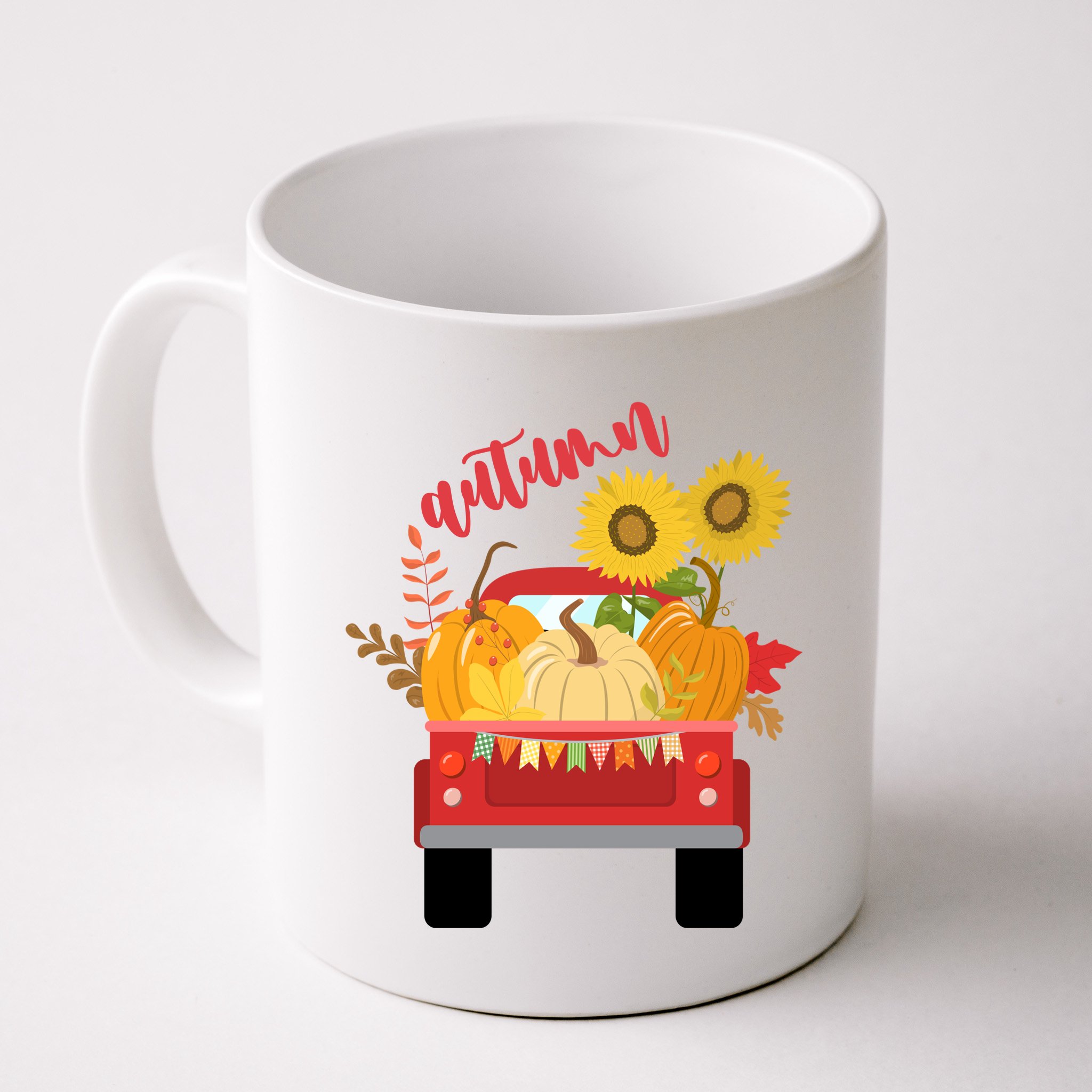 Autumn Sunflower Pumpkin Vintage Truck Mug