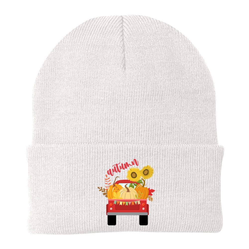 Autumn Sunflower Pumpkin Vintage Truck Beanie