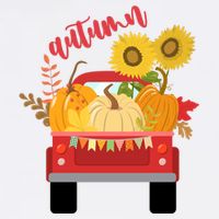 Autumn Sunflower Pumpkin Vintage Truck Beanie