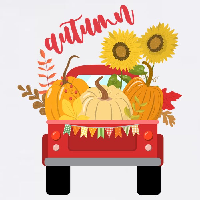 Autumn Sunflower Pumpkin Vintage Truck Beanie