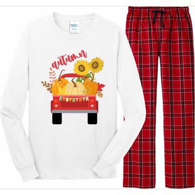 Autumn Sunflower Pumpkin Vintage Truck Long Sleeve Pajama Set