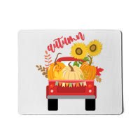 Autumn Sunflower Pumpkin Vintage Truck Mousepad