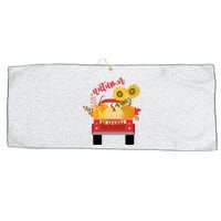 Autumn Sunflower Pumpkin Vintage Truck Large Microfiber Waffle Golf Towel