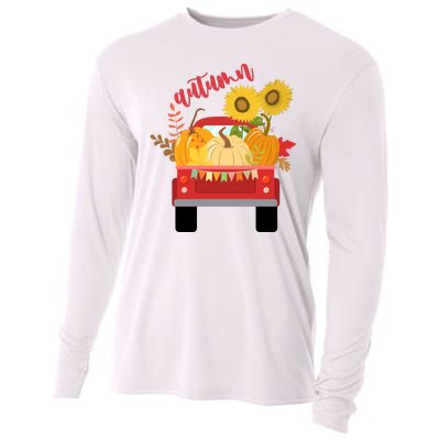 Autumn Sunflower Pumpkin Vintage Truck Cooling Performance Long Sleeve Crew