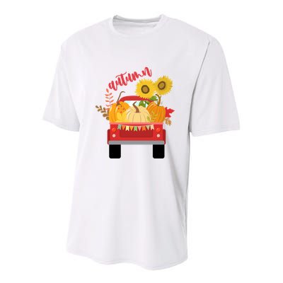 Autumn Sunflower Pumpkin Vintage Truck Youth Performance Sprint T-Shirt