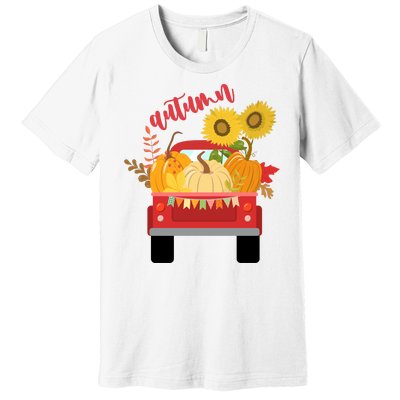 Autumn Sunflower Pumpkin Vintage Truck Premium T-Shirt