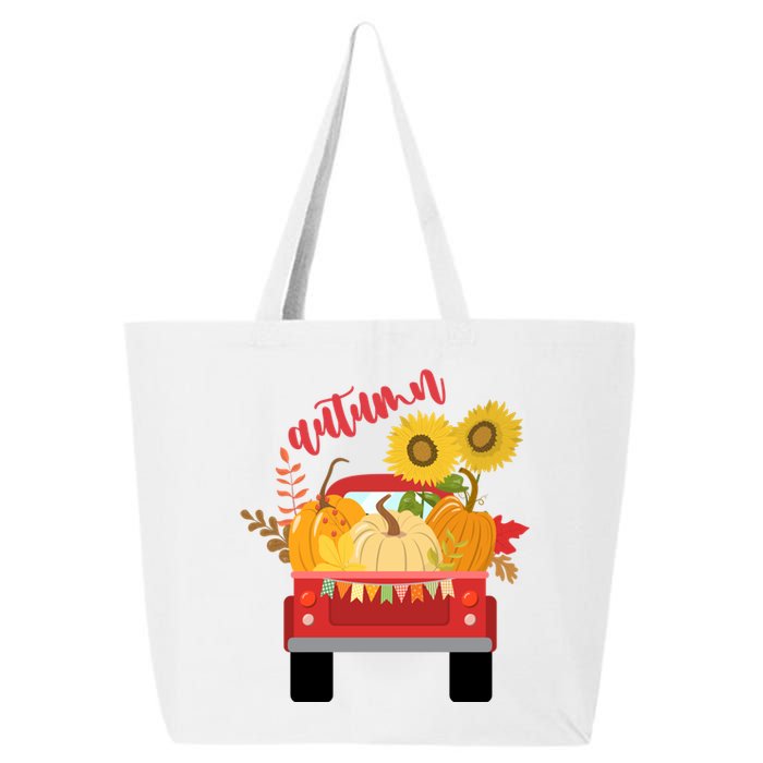 Autumn Sunflower Pumpkin Vintage Truck 25L Jumbo Tote