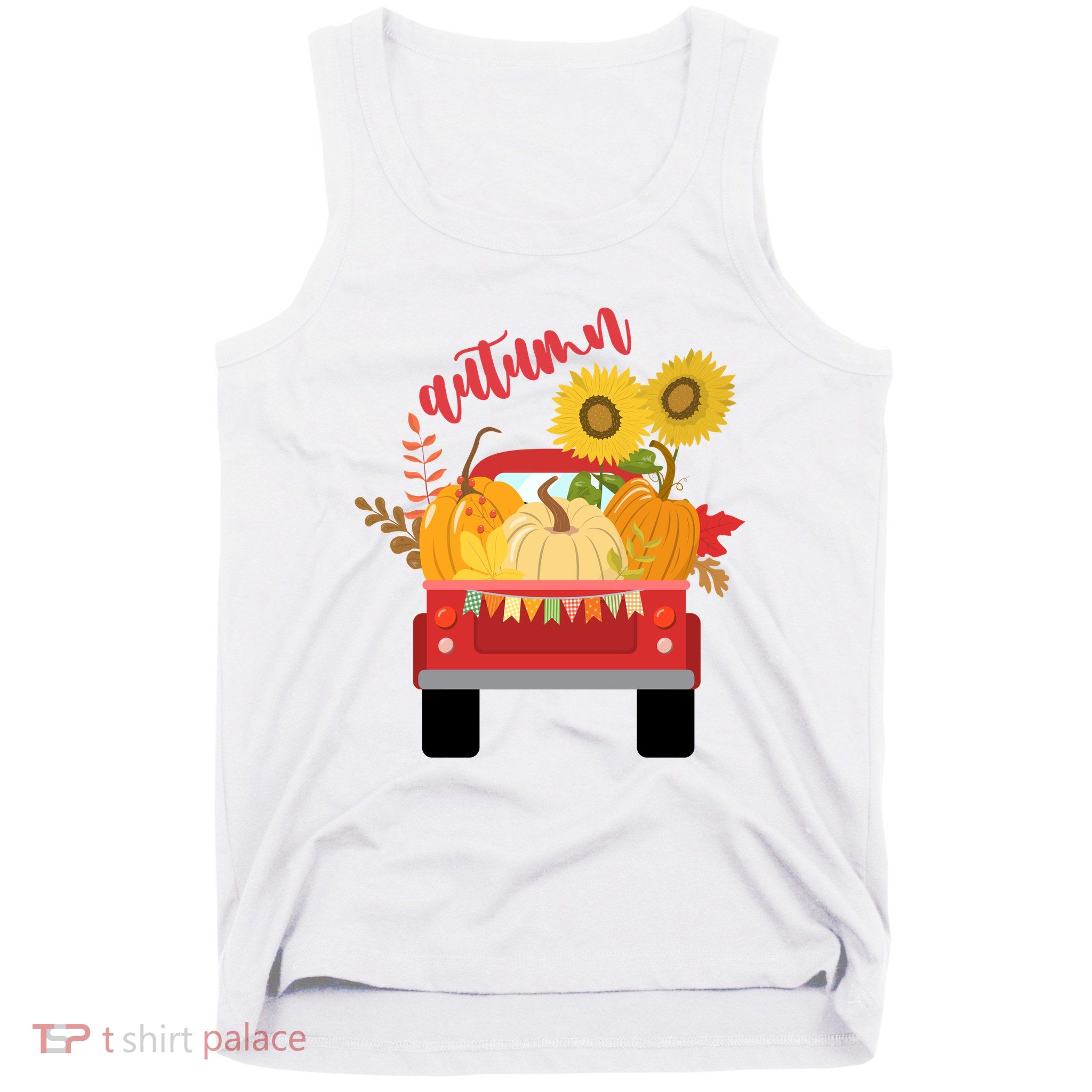 Autumn Sunflower Pumpkin Vintage Truck Tank Top