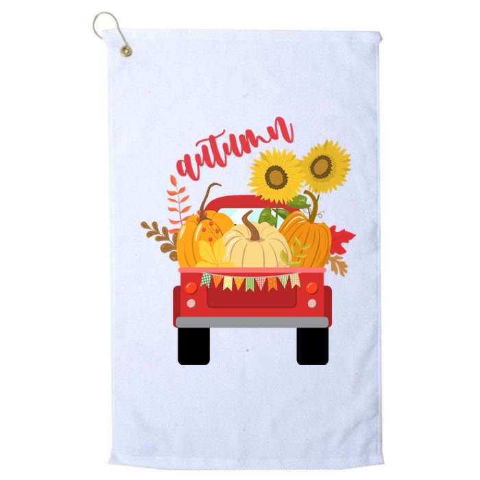 Autumn Sunflower Pumpkin Vintage Truck Platinum Collection Golf Towel