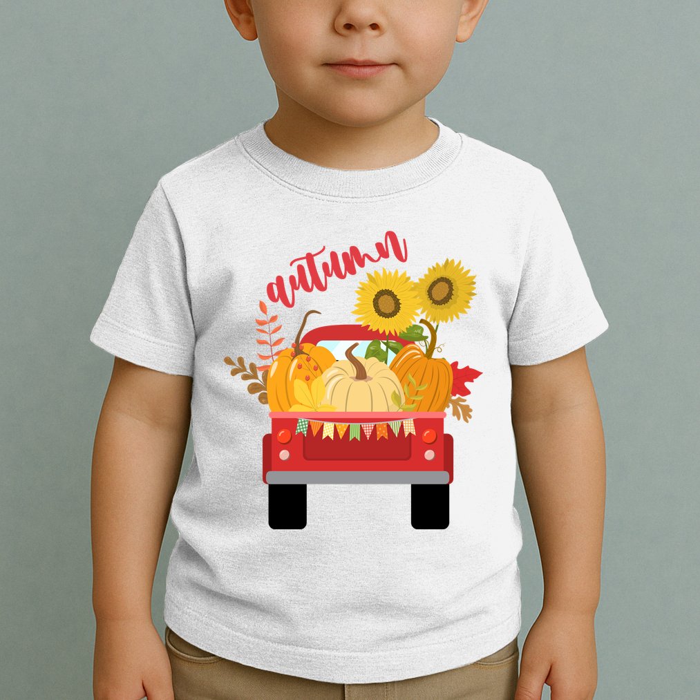 Autumn Sunflower Pumpkin Vintage Truck Toddler T-Shirt