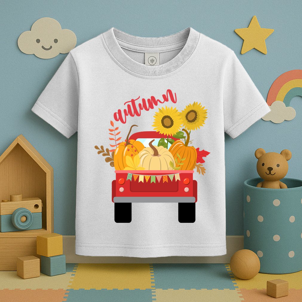 Autumn Sunflower Pumpkin Vintage Truck Toddler T-Shirt