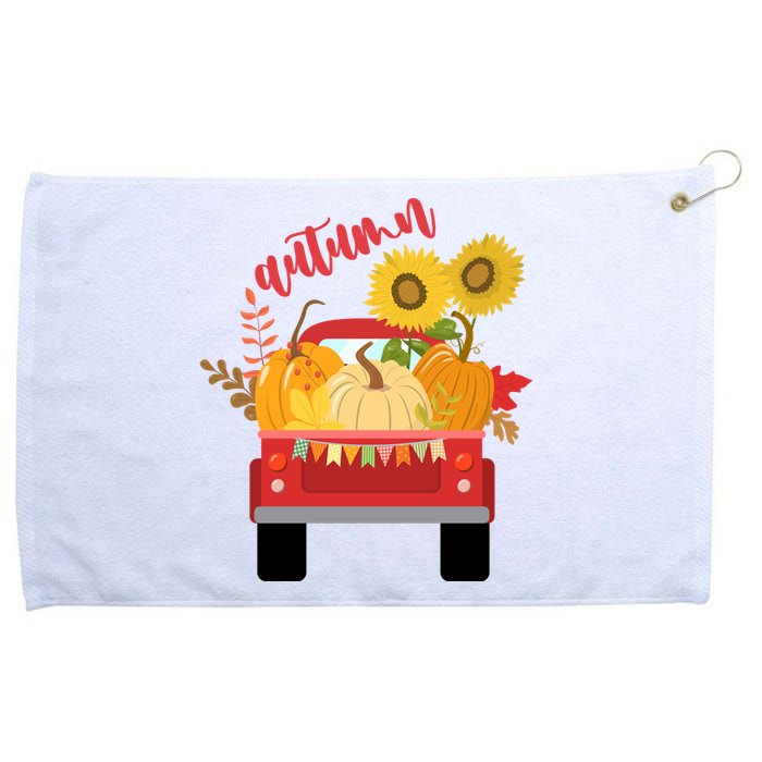 Autumn Sunflower Pumpkin Vintage Truck Grommeted Golf Towel