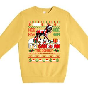 Animal Sound Proud Canadian Cute Donkey Xmas Farmer Gift Premium Crewneck Sweatshirt