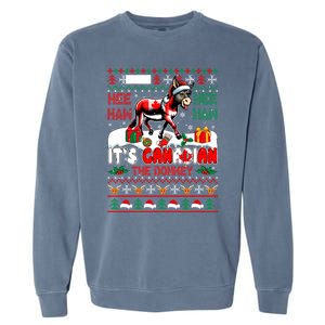 Animal Sound Proud Canadian Cute Donkey Xmas Farmer Gift Garment-Dyed Sweatshirt