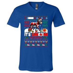 Animal Sound Proud Canadian Cute Donkey Xmas Farmer Gift V-Neck T-Shirt