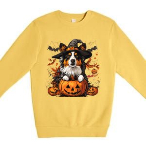 Australian Shepherd Pumpkin Halloween Thanksgiving Premium Crewneck Sweatshirt