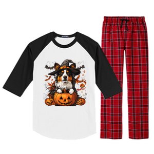 Australian Shepherd Pumpkin Halloween Thanksgiving Raglan Sleeve Pajama Set