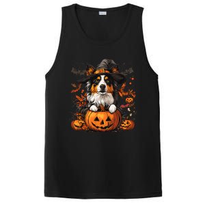 Australian Shepherd Pumpkin Halloween Thanksgiving PosiCharge Competitor Tank