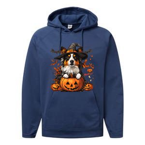 Australian Shepherd Pumpkin Halloween Thanksgiving Performance Fleece Hoodie