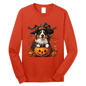 Australian Shepherd Pumpkin Halloween Thanksgiving Long Sleeve Shirt