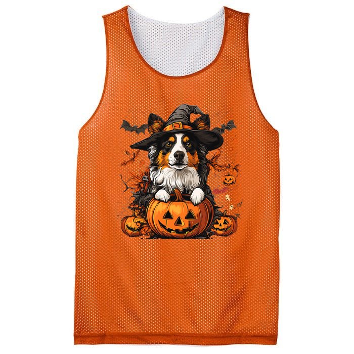 Australian Shepherd Pumpkin Halloween Thanksgiving Mesh Reversible Basketball Jersey Tank