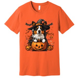 Australian Shepherd Pumpkin Halloween Thanksgiving Premium T-Shirt