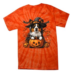 Australian Shepherd Pumpkin Halloween Thanksgiving Tie-Dye T-Shirt