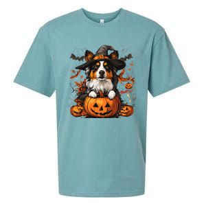 Australian Shepherd Pumpkin Halloween Thanksgiving Sueded Cloud Jersey T-Shirt