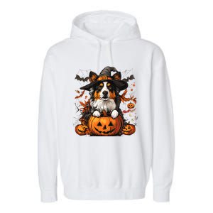 Australian Shepherd Pumpkin Halloween Thanksgiving Garment-Dyed Fleece Hoodie