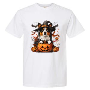 Australian Shepherd Pumpkin Halloween Thanksgiving Garment-Dyed Heavyweight T-Shirt