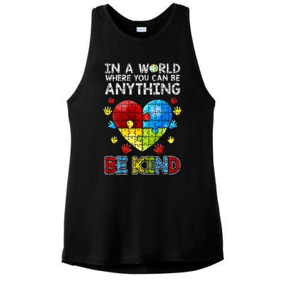 Autistic Support Puzzle Be Kind Autism Awareness Gift Ladies PosiCharge Tri-Blend Wicking Tank