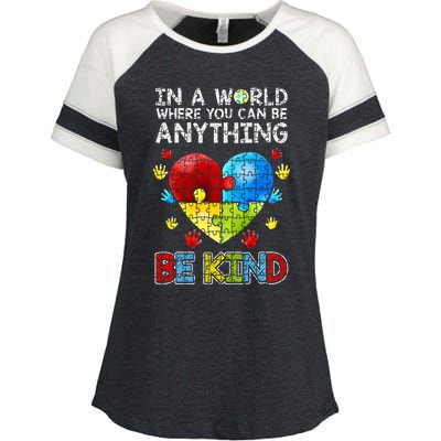 Autistic Support Puzzle Be Kind Autism Awareness Gift Enza Ladies Jersey Colorblock Tee