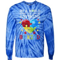 Autistic Support Puzzle Be Kind Autism Awareness Gift Tie-Dye Long Sleeve Shirt