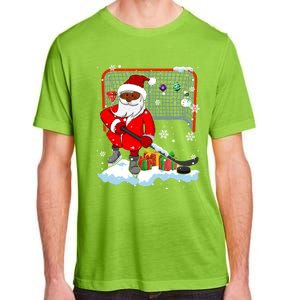 Afro Santa Playing Hockey Xmas Black Afro Hockey Player Gift Adult ChromaSoft Performance T-Shirt