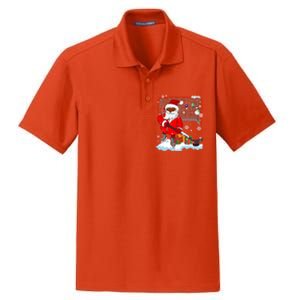 Afro Santa Playing Hockey Xmas Black Afro Hockey Player Gift Dry Zone Grid Polo