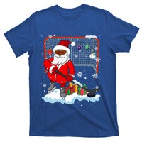 Afro Santa Playing Hockey Xmas Black Afro Hockey Player Gift T-Shirt