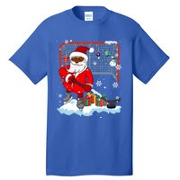 Afro Santa Playing Hockey Xmas Black Afro Hockey Player Gift Tall T-Shirt