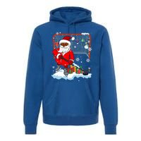 Afro Santa Playing Hockey Xmas Black Afro Hockey Player Gift Premium Hoodie