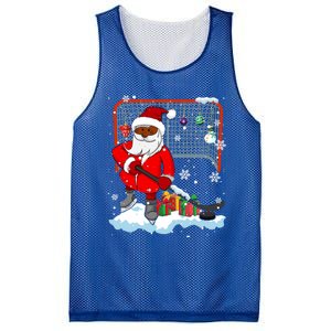 Afro Santa Playing Hockey Xmas Black Afro Hockey Player Gift Mesh Reversible Basketball Jersey Tank