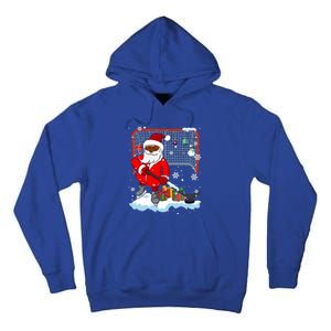 Afro Santa Playing Hockey Xmas Black Afro Hockey Player Gift Tall Hoodie