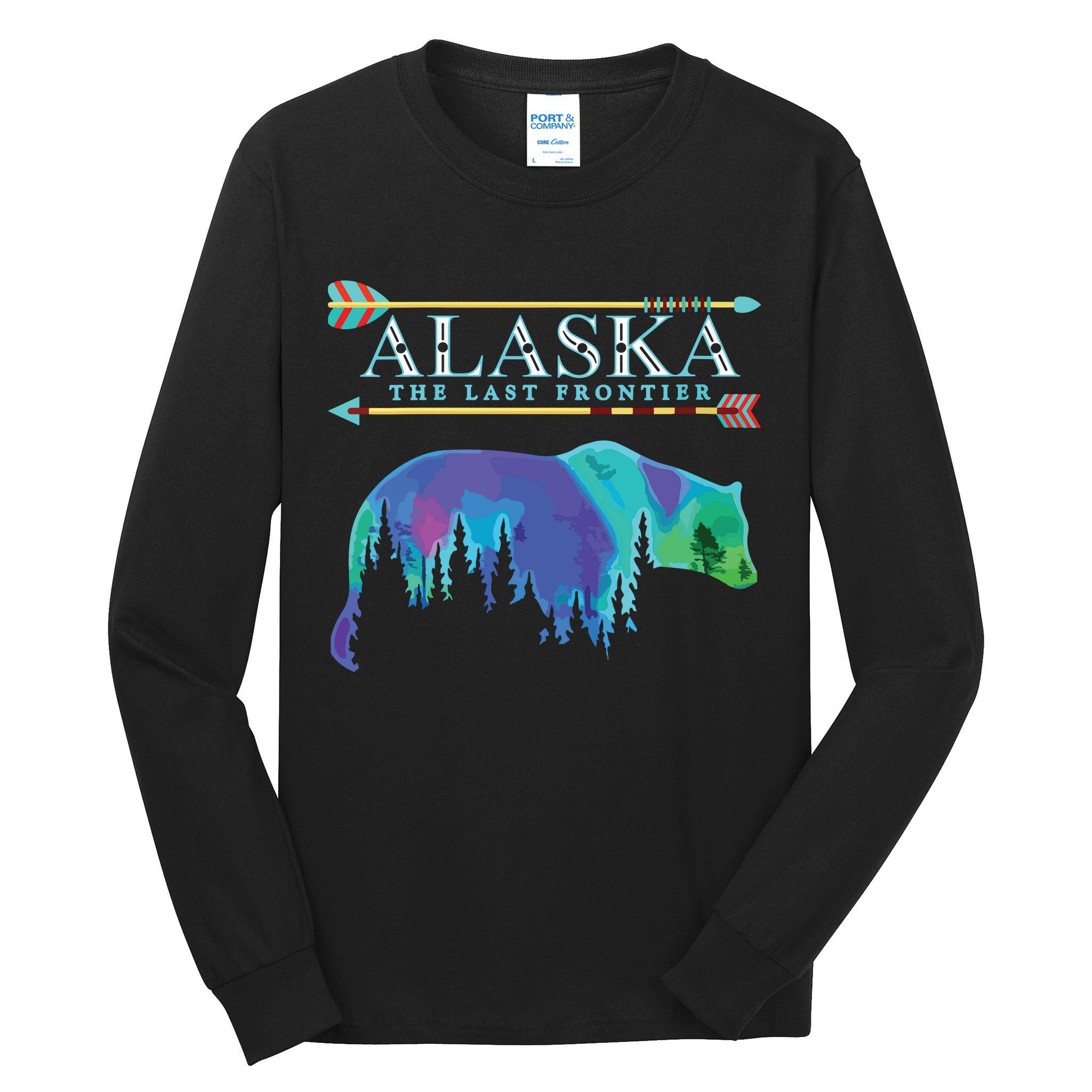 Alaska State Pride Alaska Northern Lights Alaskan Bear Tall Long Sleeve T-Shirt