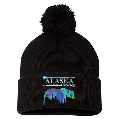 Alaska State Pride Alaska Northern Lights Alaskan Bear Pom Pom 12in Knit Beanie