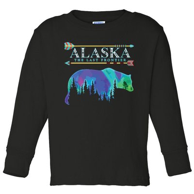 Alaska State Pride Alaska Northern Lights Alaskan Bear Toddler Long Sleeve Shirt