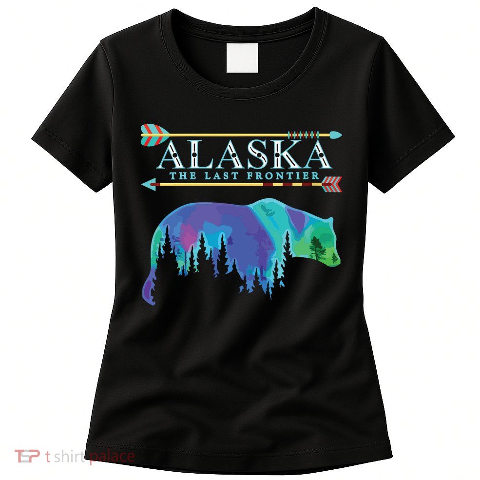 Alaska State Pride Alaska Northern Lights Alaskan Bear Womens T-Shirt