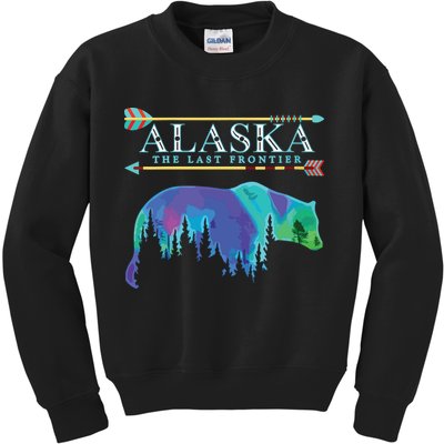 Alaska State Pride Alaska Northern Lights Alaskan Bear Kids Sweatshirt