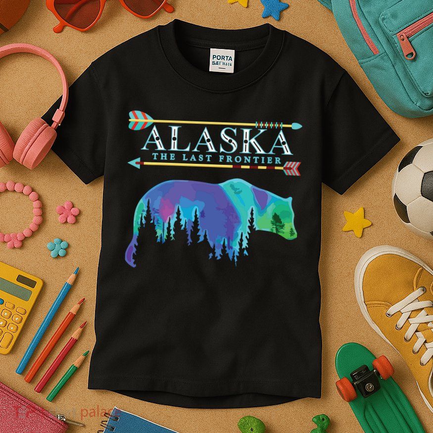 Alaska State Pride Alaska Northern Lights Alaskan Bear Kids T-Shirt