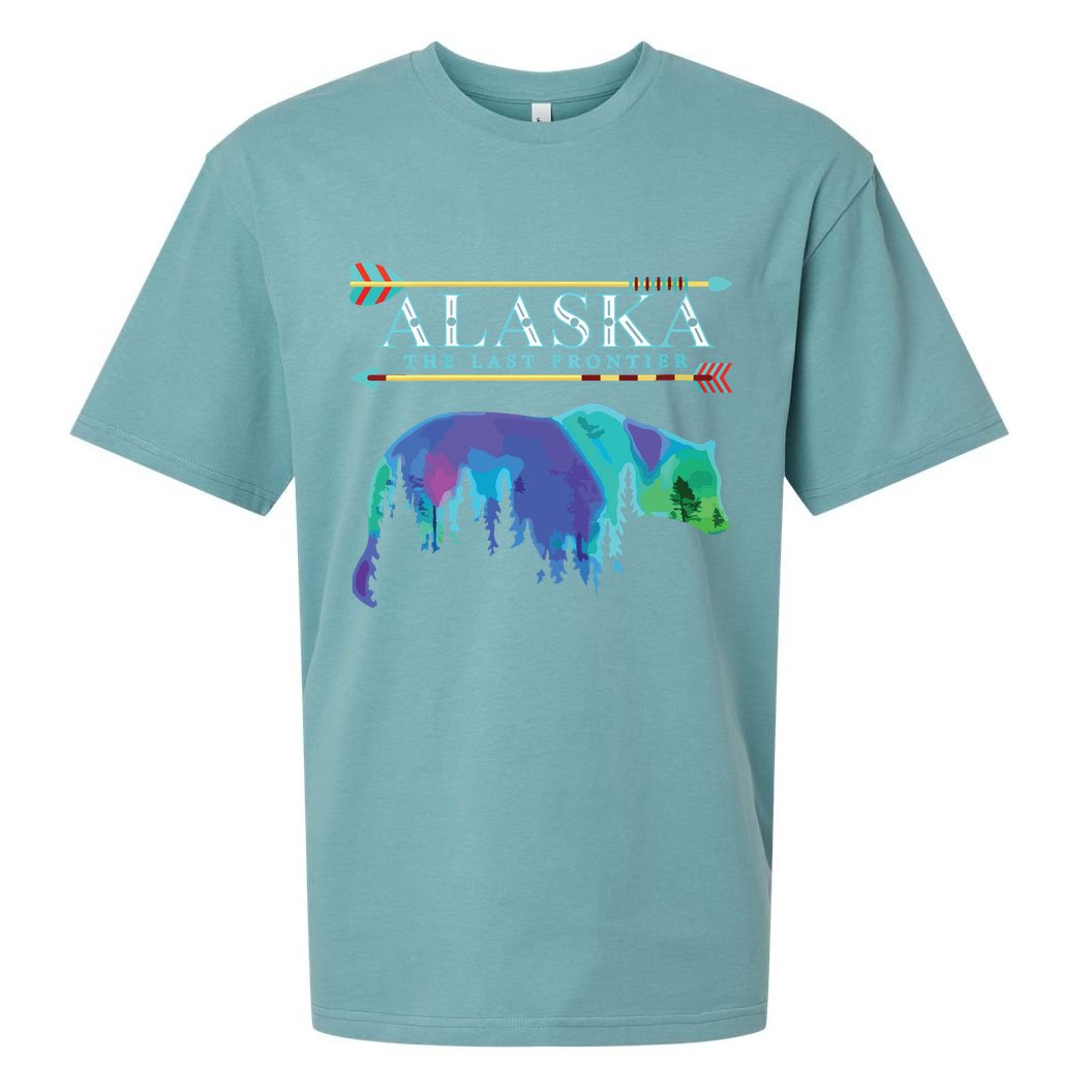 Alaska State Pride Alaska Northern Lights Alaskan Bear Sueded Cloud Jersey T-Shirt